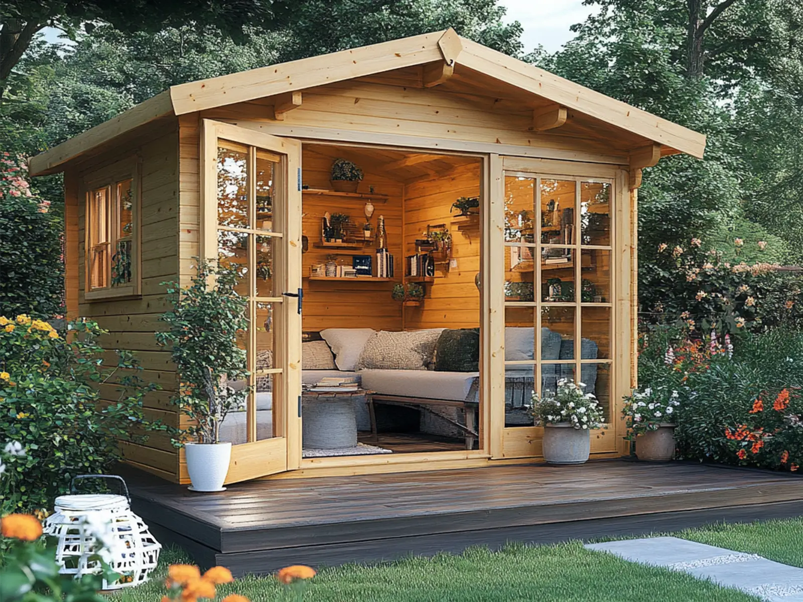 Gartenhaus Holz Wetterfest – Klassisches Gartenhaus mit Doppeltüren und isolierten Fenstern