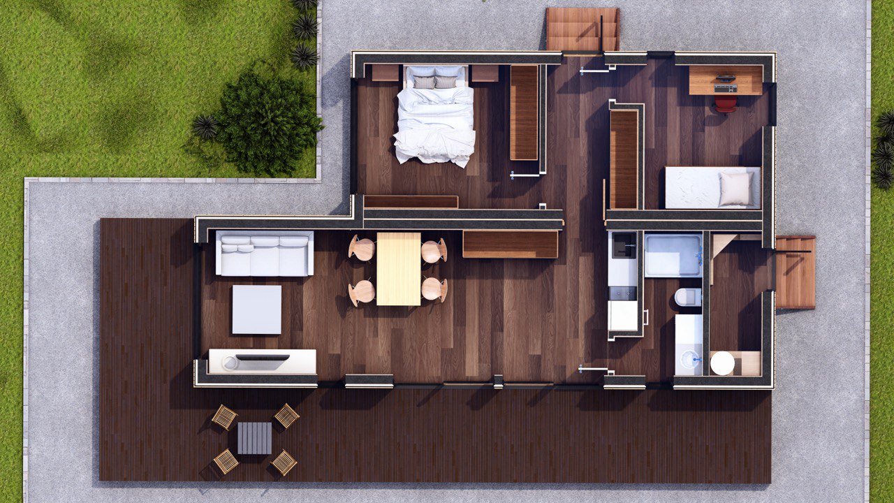 Tiny House - Modulhaus - Minihaus, Fertighaus - 69,36 m² - Energieeffizient - SIP-Modell