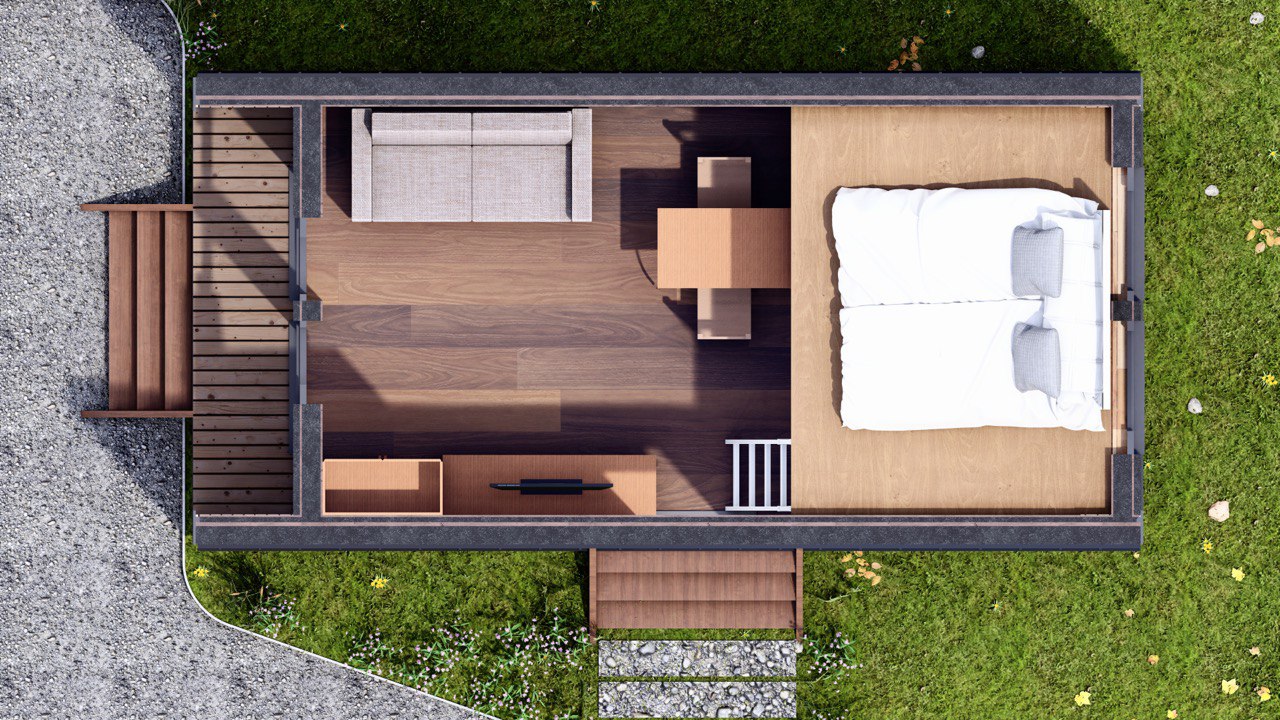 Tiny House - Modulhaus - Minihaus, Fertighaus - 28 m² - Energieeffizient - SIP-Modell
