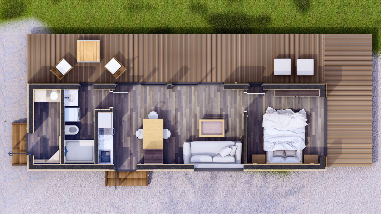 Tiny House - Modulhaus - Minihaus, Fertighaus - 40 m² - Energieeffizient - SIP-Modell